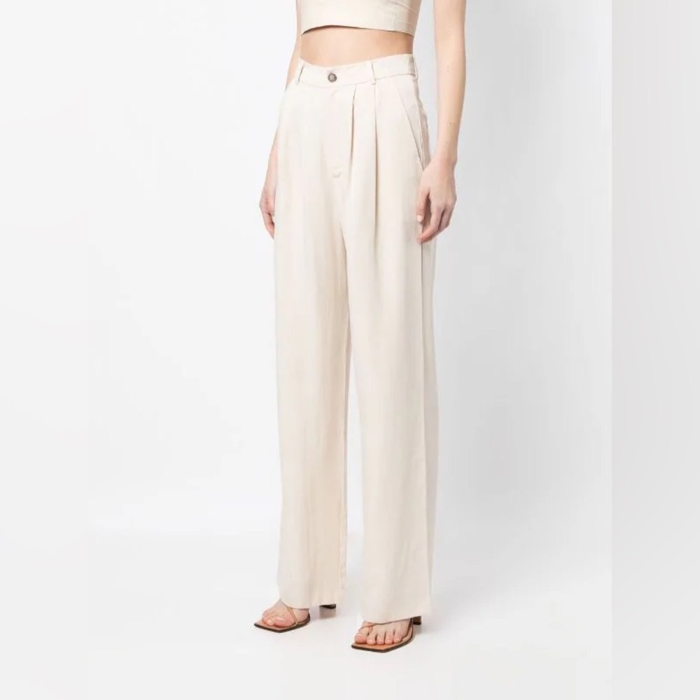 Reformation Mason Pleated Trouser Pants Oyster White Cream 6 Career Office